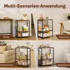 Collage showing a multi-scenario application of a shelving unit in different rooms: kitchen, dining room, living room, and bathroom. Produktbild-Vorschau