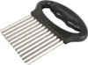 A crinkle cutter with a black handle and silver wavy blades. Podgląd zdjęcia produktu