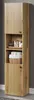 A tall, narrow wooden cabinet with a slatted front, standing against a gray wall. Produktbild-Vorschau