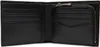 An open black leather wallet with multiple card slots and a zippered compartment. Produktbild-Vorschau
