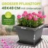 XXL Pflanzkübel anthrazit 48x48 cm, robust, modernes Produktbild-Vorschau 3