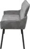 Side view of a gray upholstered bench with black metal legs. Produktbild-Vorschau