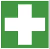 A green square with a white cross in the center, representing a first aid sign. Produktbild-Vorschau