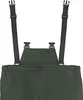 Close-up of the upper part of green waders with black straps and buckles. Produktbild-Vorschau