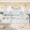A child's bedroom with a white wooden bed, decorated with a mountain mural and playful accessories. Anteprima dell’immagine prodotto