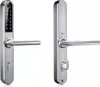 Two smart door handles are displayed side-by-side against a white background. The handle on the left features a digital keypad and a keyhole, while the handle on the right shows a simpler design with a keyhole. Náhľad obrázku produktu