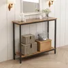 A console table with storage baskets and decorative items. Produktbild-Vorschau
