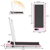 Diagrams and measurements of a pink folding treadmill. Produktbild-Vorschau