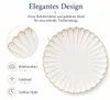 8er-Set Premium Porzellan Speiseteller Ø20 cm – Elegantes Wellendesign mit edlem Goldrand Produktbild-Vorschau