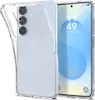 A clear protective phone case with glitter is shown on a white background, with a smartphone partially visible inside. Produktbild-Vorschau