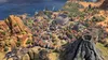 A bustling ancient city with a coliseum, a volcano, and a harbor. Podgląd zdjęcia produktu