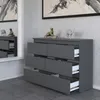 A gray dresser with open drawers in a room with a mirror and artwork on the wall. Náhľad obrázku produktu