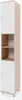 A tall, narrow cabinet with white doors and wood-effect sides, standing on small silver feet. Anteprima dell’immagine prodotto