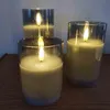 FHS Wachskerzen 3D-Flackern 3-teilig weiß, Glas rauchgrau Produktbild-Vorschau 3