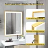 A bathroom vanity with a lit mirror and product feature callouts. Náhled obrázku produktu