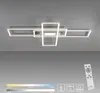 A modern LED ceiling light with a geometric design, shown mounted on a ceiling. Below the light, there are graphical representations of color temperature and brightness adjustments, along with icons for remote control features and a remote control unit. Produktbild-Vorschau