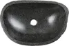 A top-down view of a dark, speckled stone sink with a drain hole in the center. Produktbild-Vorschau