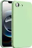 A light green silicone phone case is shown next to an iPhone. Produktbild-Vorschau