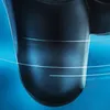 A close-up view of a black gaming rug with white lines, set against a blue background. Produktbild-Vorschau
