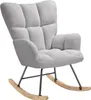 A light gray rocking chair with a textured fabric and wooden rockers, isolated on a white background. Náhled obrázku produktu