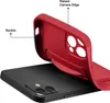 A red phone case is shown being placed onto a black smartphone. Produktbild-Vorschau