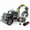 A Lego Technic log truck with a crane and a log. Produktbild-Vorschau