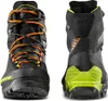 Schwarze Bergschuhe "Aequilibrium ST GTX" von La Sportiva mit orangefarbenen Schnürsenkeln und gelben Akzenten. Produktbild-Vorschau