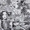 Canvas-Stoff 100x280 cm, Comic-Muster, Weiß/Schwarz, 1 Meter Productafbeelding-voorbeeld