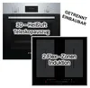 A collage showing a Bosch oven and a Bosch induction hob, with feature descriptions overlaid. Produktbild-Vorschau