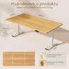 A promotional collage image of an adjustable standing desk, showing dimensions and features. Náhled obrázku produktu