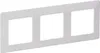 A white, three-gang modular frame for electrical outlets or switches. Náhľad obrázku produktu