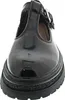 A close-up, front-facing view of a black patent leather Mary Jane shoe with a chunky platform sole. Produktbild-Vorschau