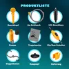 A collage of product components with German labels against a gradient background. Produktbild-Vorschau