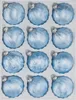 12 tlg. Glas-Weihnachtskugeln Set in Ice Blau Silber Regen Produktbild-Vorschau 1