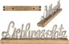 A decorative wooden base with a silver-colored metal script spelling out 'Lieblingsplatz'. Produktbild-Vorschau