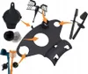 A collage of various kitchen accessory parts, with orange arrows indicating how they connect to a central black organizer. Produktbild-Vorschau