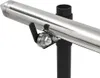Close-up of a stainless steel rotisserie spit with roller bearings and a black support pole. Produktbild-Vorschau