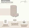 A marketing image showcasing a chest of drawers with feature callouts. Produktbild-Vorschau