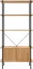 A front view of a tall, narrow bookshelf with a cabinet at the bottom, set against a white background. Produktbild-Vorschau