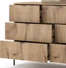 A close-up view of a wooden sideboard with multiple drawers. Voir les images du produit