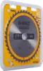 A Dewalt circular saw blade is shown in its clear plastic packaging, which is mounted on a yellow cardboard backing. Náhľad obrázku produktu