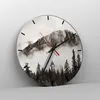 Wanduhr - Rund - Glasuhr - Nebel Berg Wald - 40x40cm - Produktbild-Vorschau 4