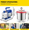 SucceBuy 1,5 galonu 3CFM 1/4HP vakuová komora, vývěva Náhled obrázku produktu 7