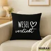 Huuraa Kissenbezug Wesel verliebt 40x40cm Black Baumwolle Produktbild-Vorschau 2