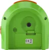 The back of a green and orange alarm clock. Produktbild-Vorschau
