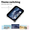 A digital camera with a touchscreen displaying the time and icons, with examples of lock screen wallpapers shown below. Podgląd zdjęcia produktu