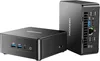 Two black GEEKOM mini PCs are shown against a white background. One is in the foreground, and the other is behind it and to the right. Produktbild-Vorschau