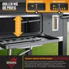 Close-up of a charcoal grill with instructional graphics and text. Produktbild-Vorschau