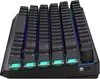 A close-up, angled view of a black mechanical keyboard with RGB backlighting. Produktbild-Vorschau