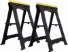 Two black sawhorses with yellow tops are shown against a white background. Produktbild-Vorschau